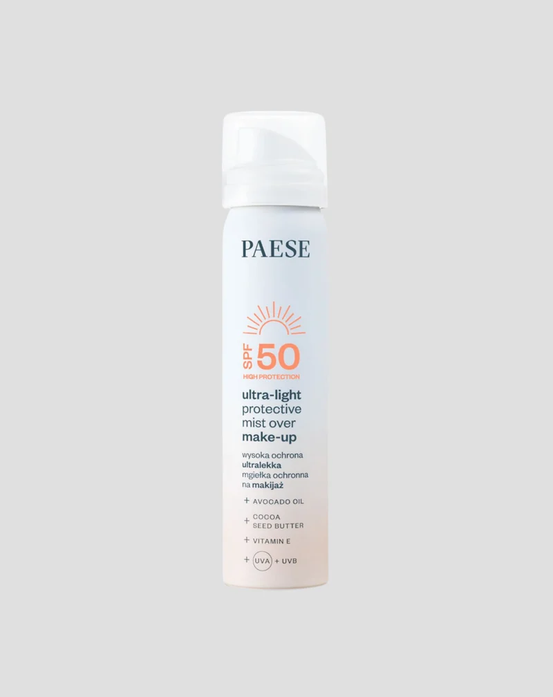 Brume de protection ultra-légère pour le maquillage avec écran solaire SPF50 de Paese