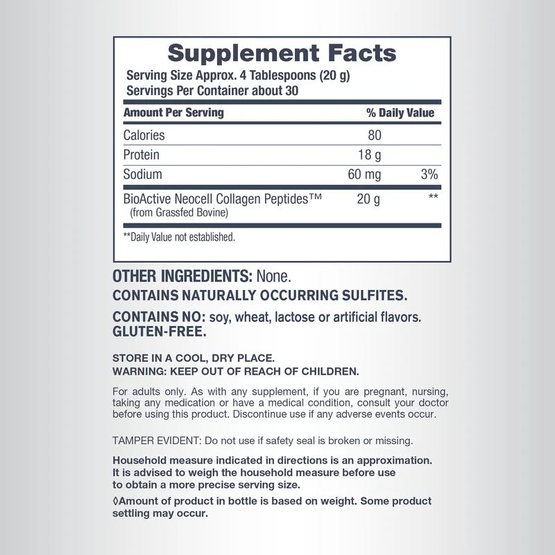 Grassfed Collagen Peptides, 21.1 oz (600 g) Powder