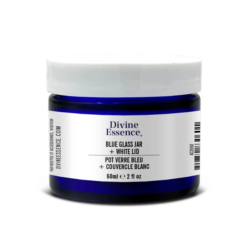 Blue Glass Jar 60ml + White lid