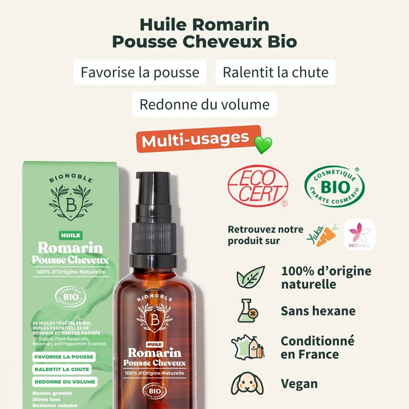 Huile Romarin Pousse Cheveux Bio