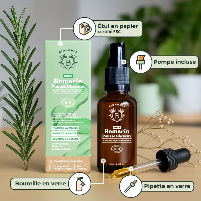 Huile Romarin Pousse Cheveux Bio