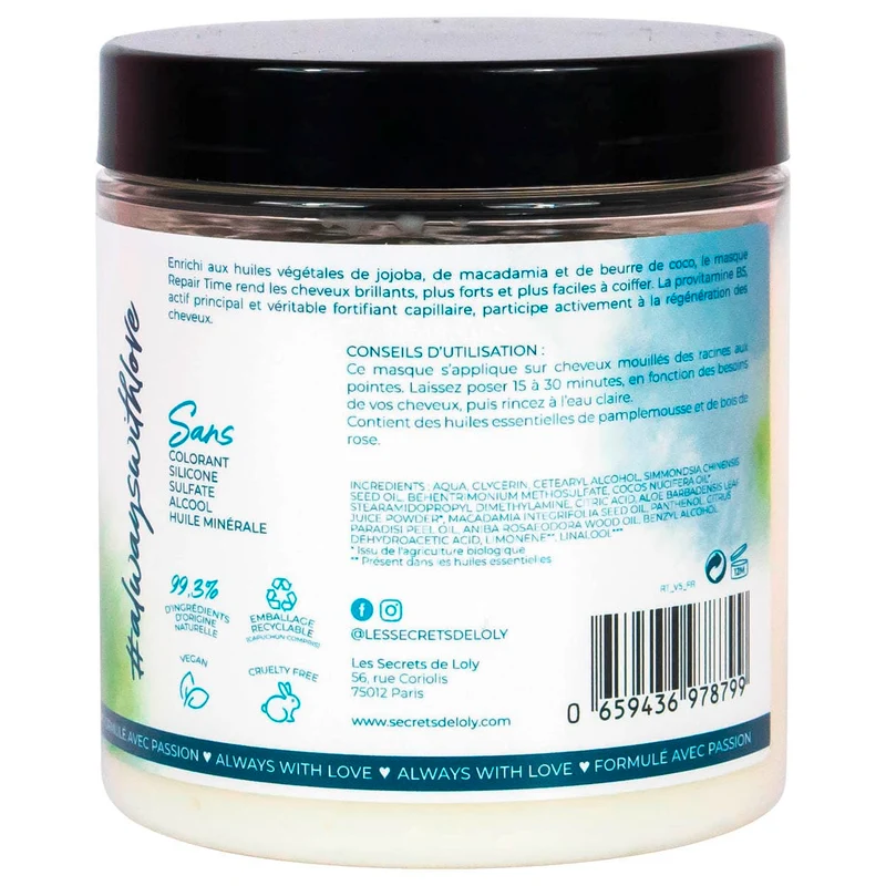 Les Secrets de Loly - Masque nourrissant "Repair time" - 230 ML