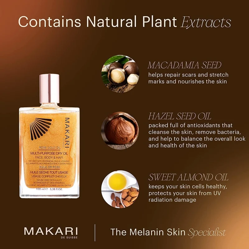 Makari - Huile Sèche Multi-Usage Or Rose 24K - 100ml