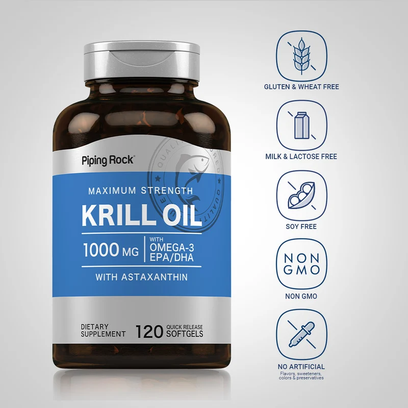 Krill Oil, 1000 mg, 120 Quick Release Softgels, 2 Bottles