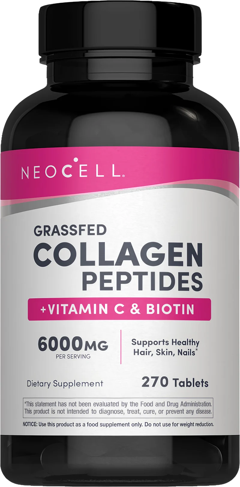 Grassfed Collagen Peptides + C & Biotin, 6000 mg, 270 Tablets