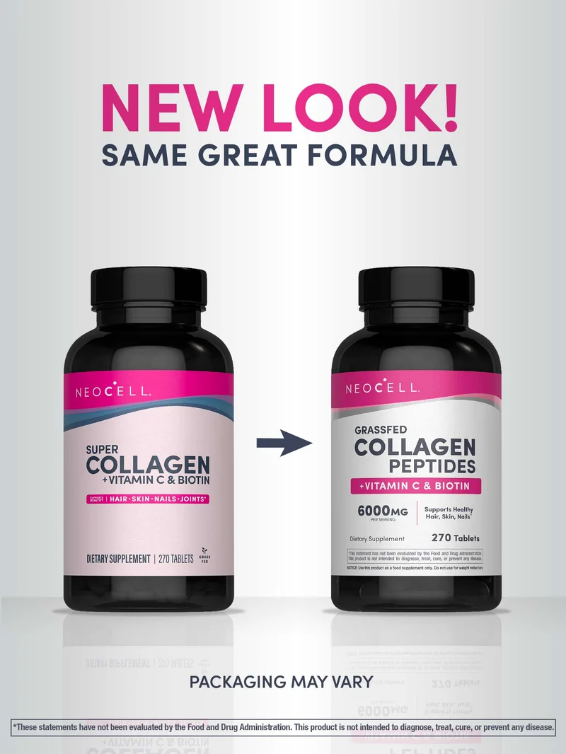 Grassfed Collagen Peptides + C & Biotin, 6000 mg, 270 Tablets