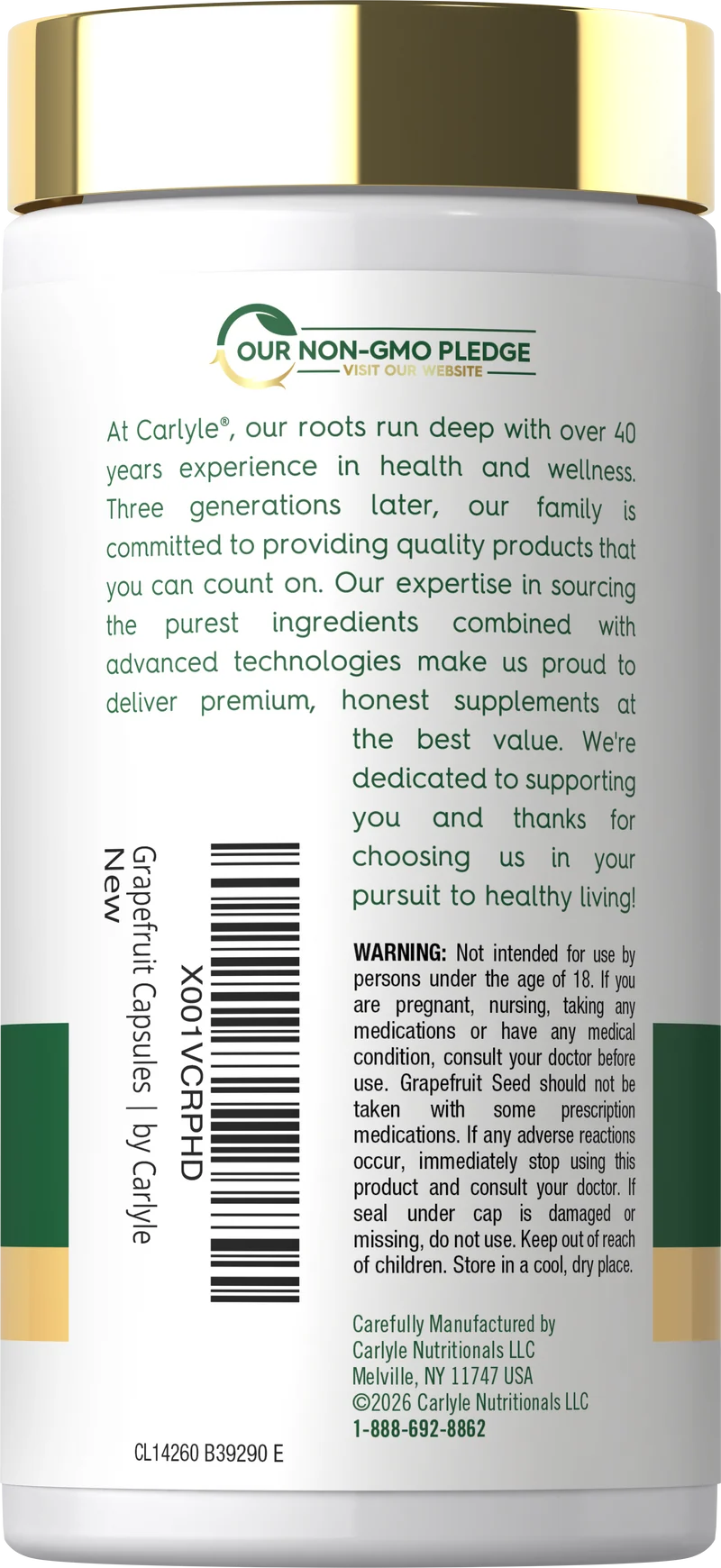 Grapefruit Seed, 500 mg (per serving), 120 Quick Release Capsules