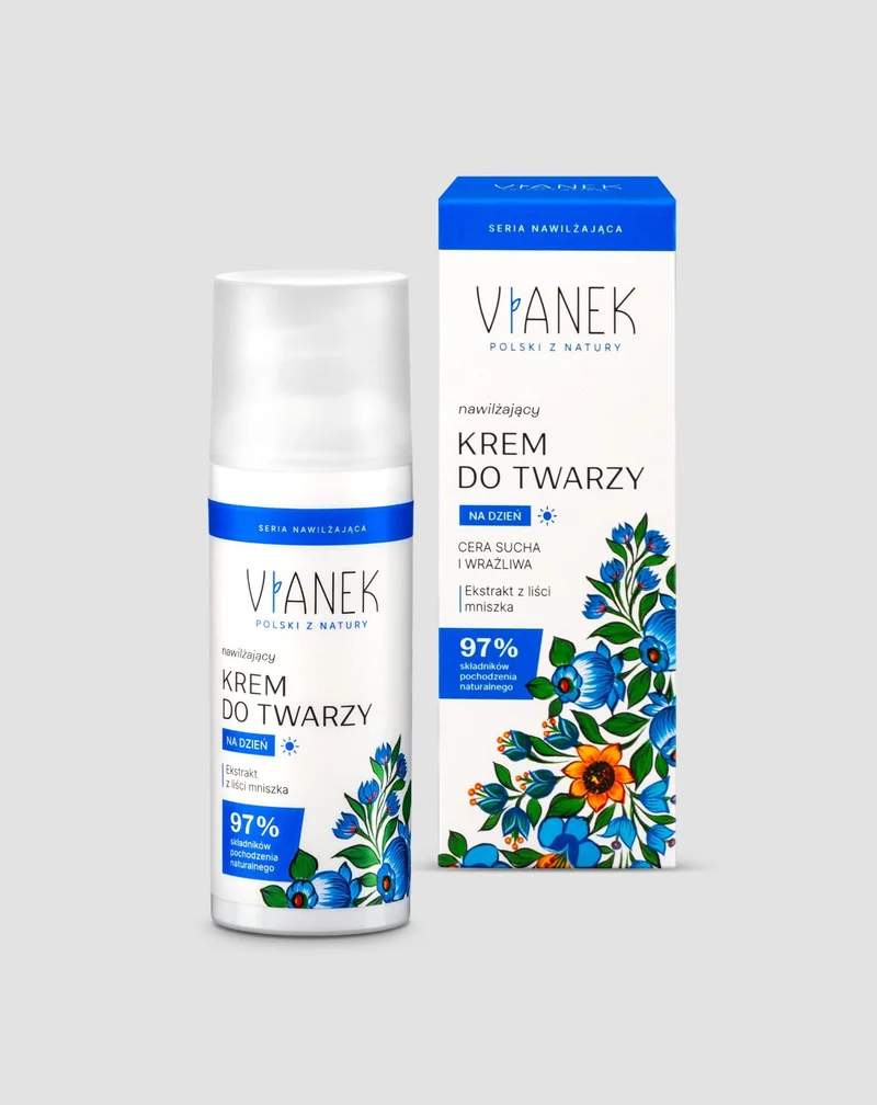 Crème hydratante pour le visage à l’extrait de feuille de pissenlit pour peaux sèches et sensibles Vianek