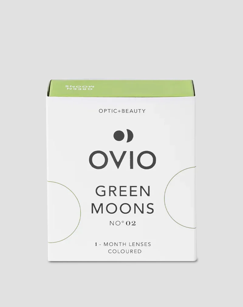 Lentilles de contact de couleur menthe et vert céladon, lentilles mensuelles zéro green moons n° 2 Ovio
