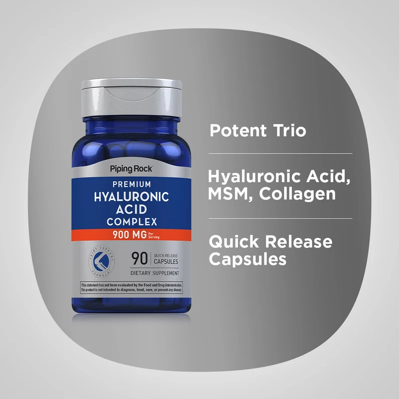 Hyaluronic Acid Complex, 900 mg (per serving), 90 Quick Release Capsules, 2 Bottles