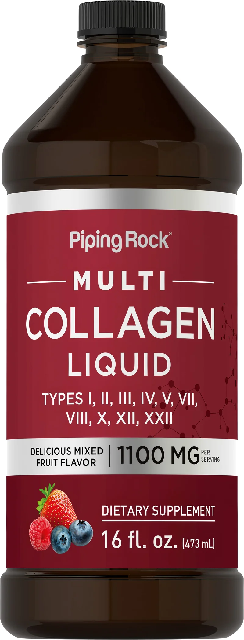 Multi Collagen Liquid (Delicious Mixed Fruit), 1100 mg (per serving), 16 fl oz (473 mL) Bottle