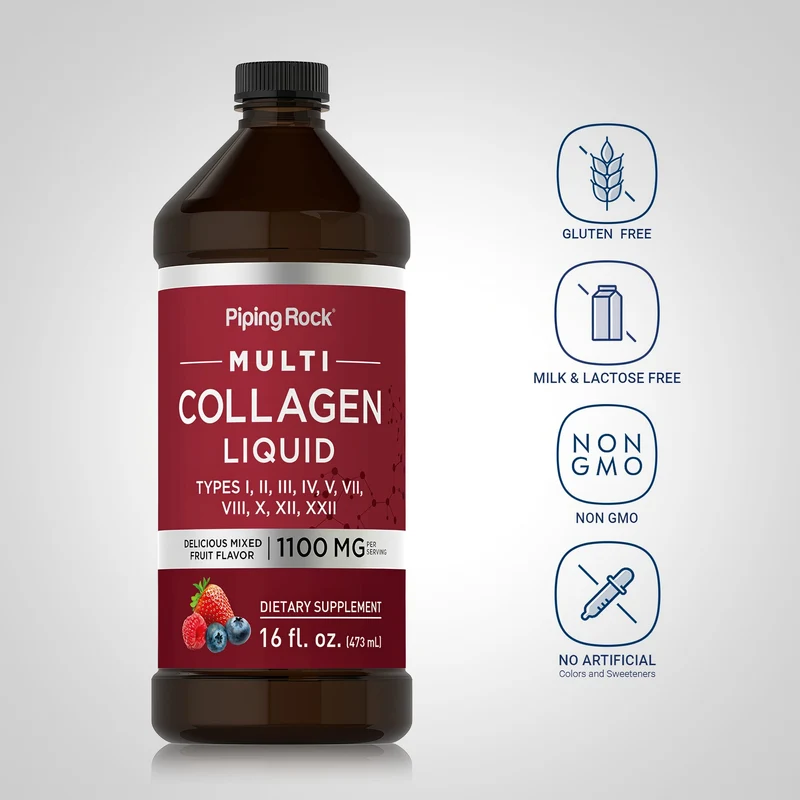 Multi Collagen Liquid (Delicious Mixed Fruit), 1100 mg (per serving), 16 fl oz (473 mL) Bottle