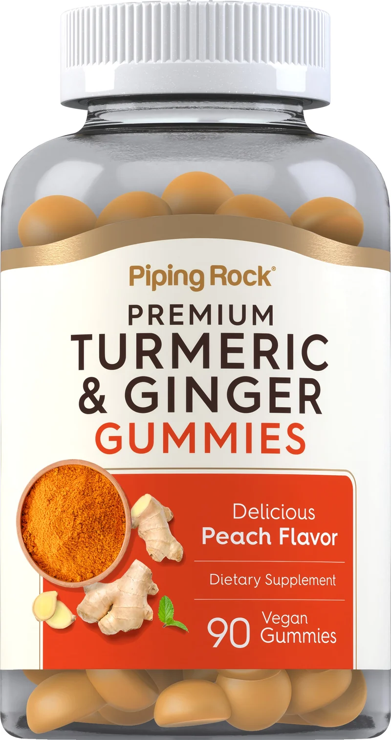 Turmeric & Ginger (Delicious Peach), 90 Vegan Gummies