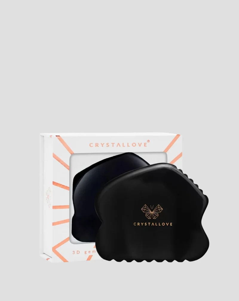Plaque de massage du visage gua sha en obsidienne, pierre d'une grande puissance Crystallove