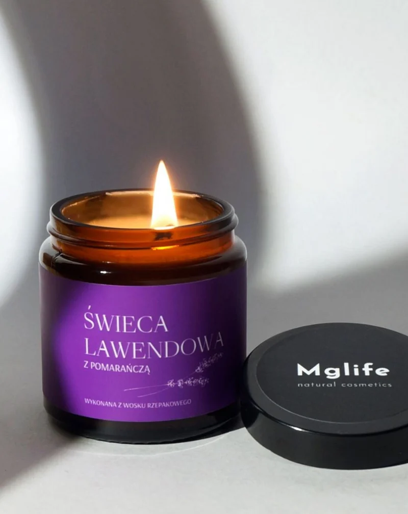 Bougie en cire de colza lavande orange avec mèche 100 % coton Mglife