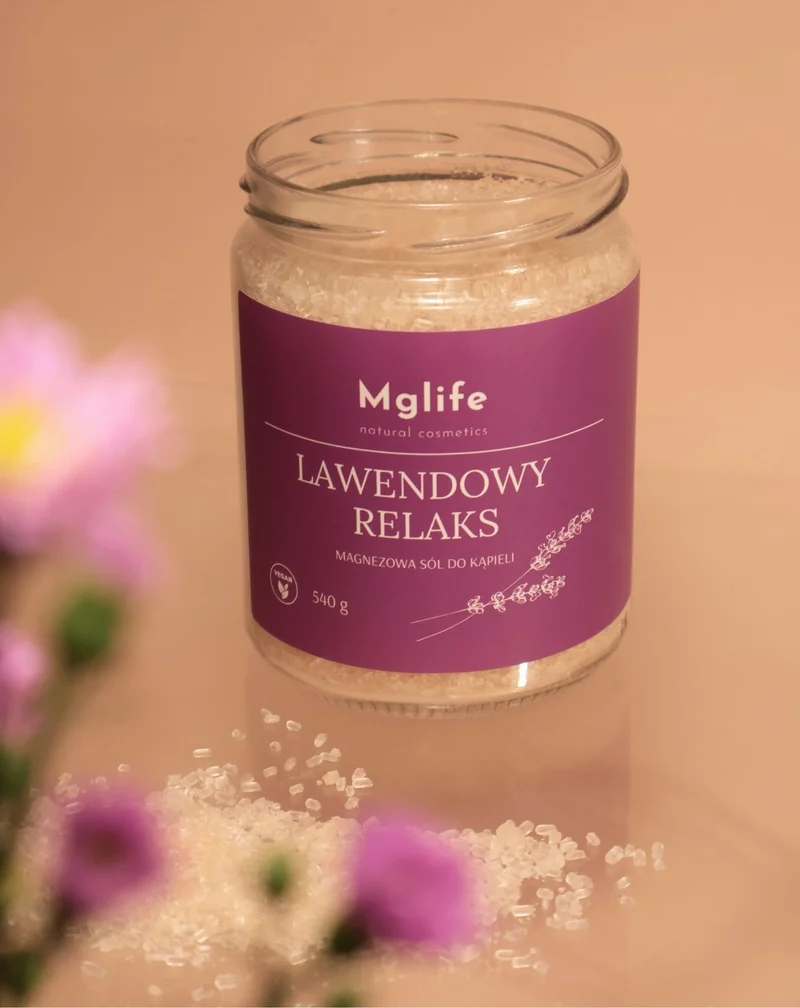 Sel de bain au magnésium avec sel d'Epsom et huile essentielle Lavande relaxante Mglife