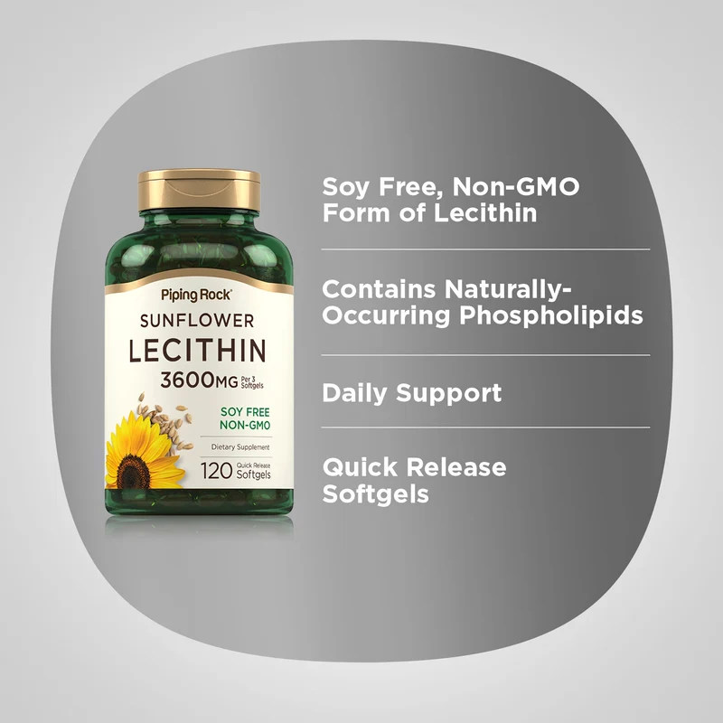 Sunflower Lecithin, 3600 mg (per serving), 120 Quick Release Softgels