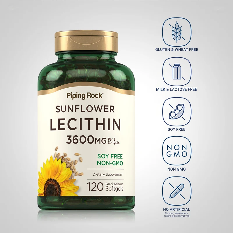 Sunflower Lecithin, 3600 mg (per serving), 120 Quick Release Softgels