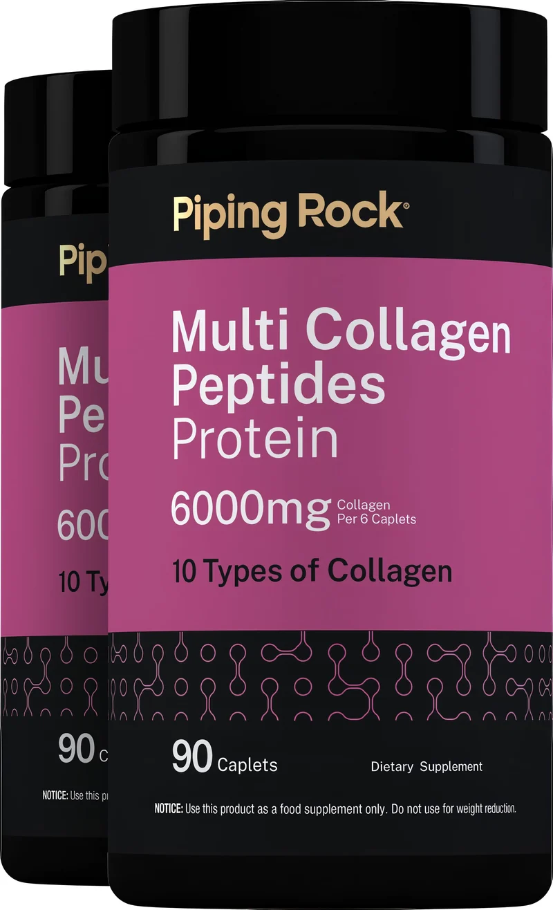 Multi Collagen Peptides Protein, 6000 mg, 90 Caplets, 2 Bottles