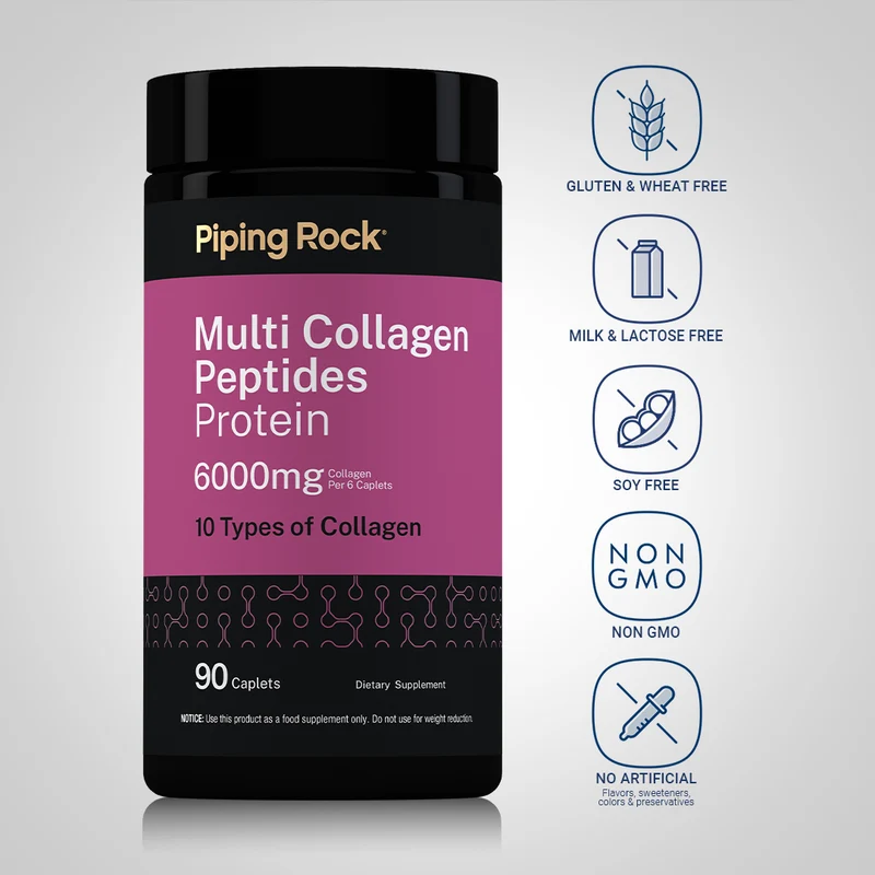 Multi Collagen Peptides Protein, 6000 mg, 90 Caplets, 2 Bottles