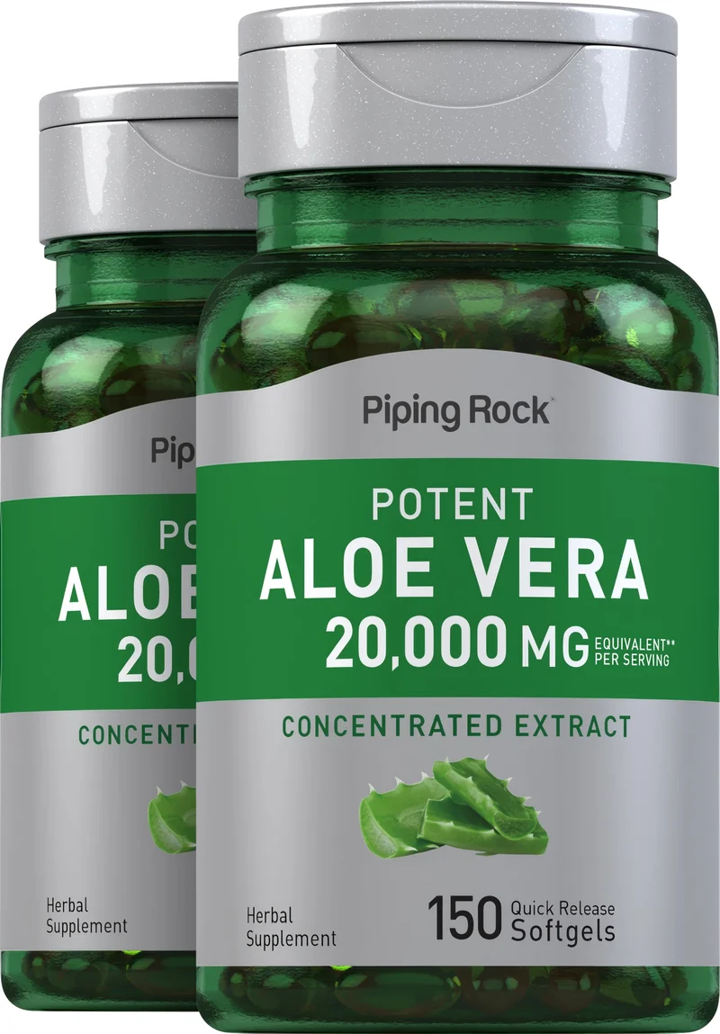 Potent Aloe Vera, 20,000 mg (per serving), 150 Quick Release Softgels, 2 Bottles