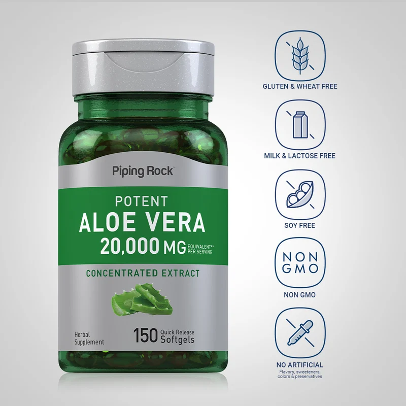 Potent Aloe Vera, 20,000 mg (per serving), 150 Quick Release Softgels, 2 Bottles