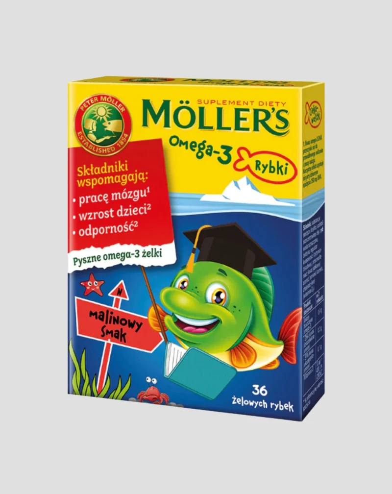 Complément alimentaire à base d'acides oméga-3 Poisson au goût de framboise Moller's 36 jelly beans