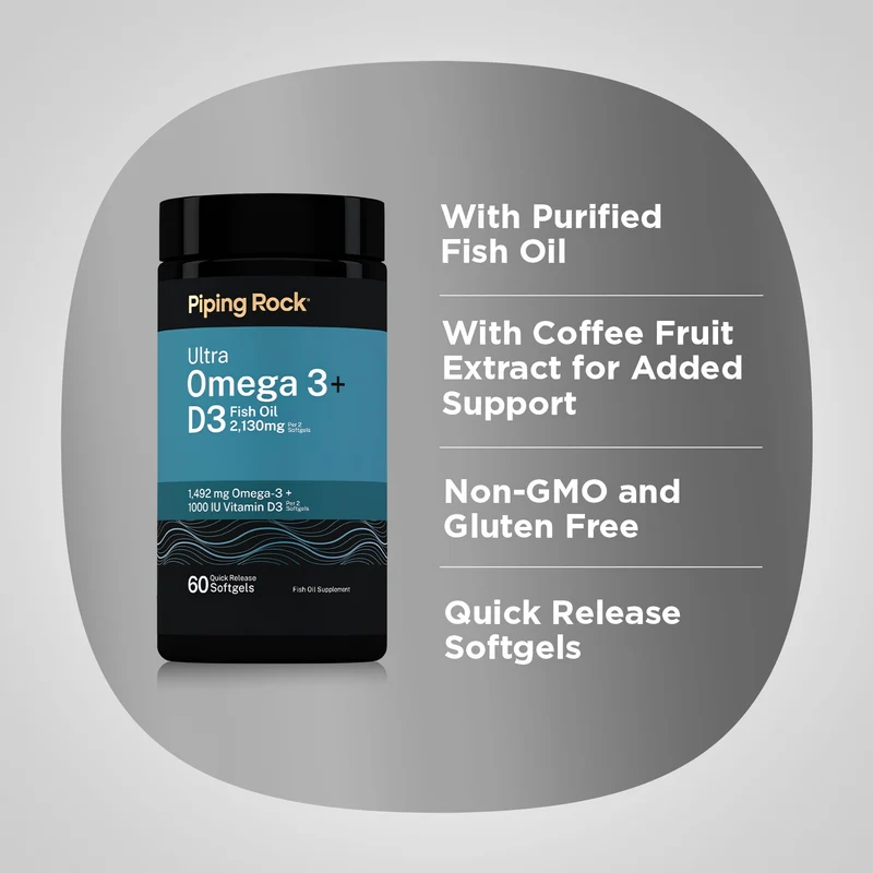 Ultra Omega 3 plus D3, 60 Quick Release Softgels