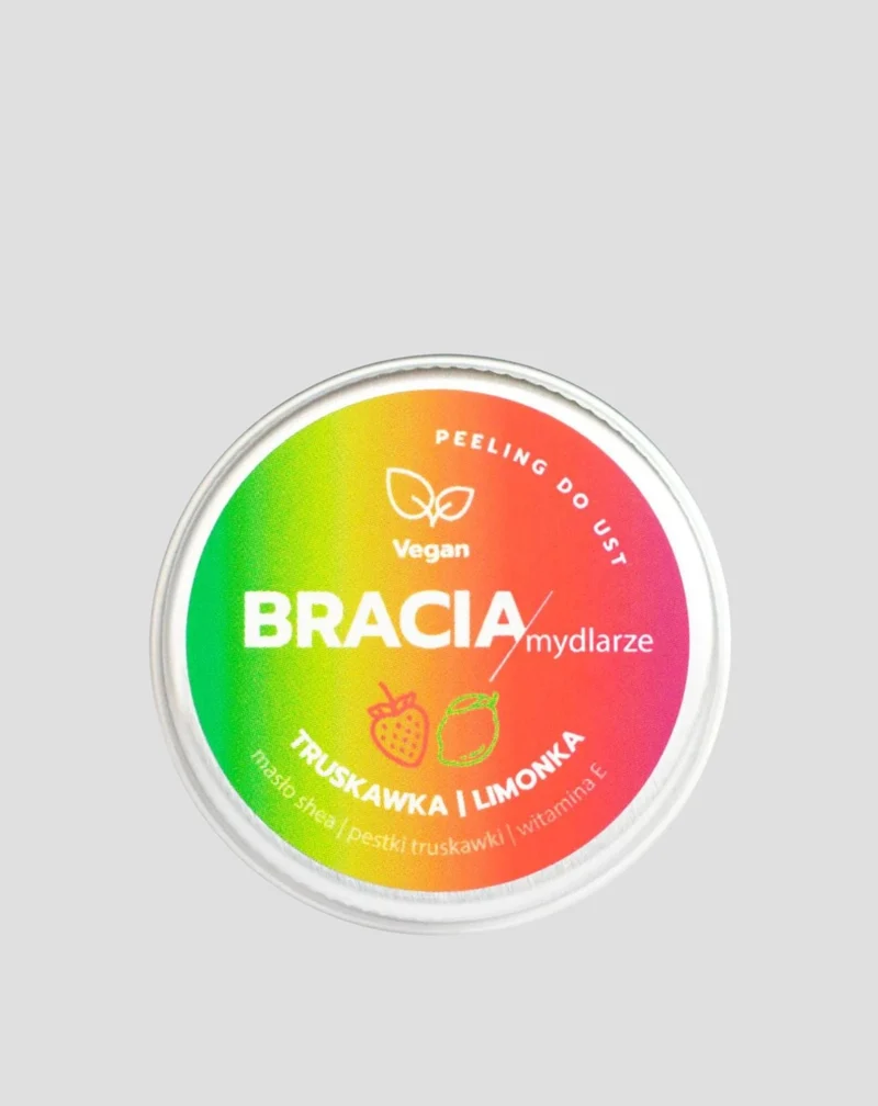 Gommage des lèvres à la fraise et au citron vert avec vitamine E, hydratant et lissant Bracia Mydlarze