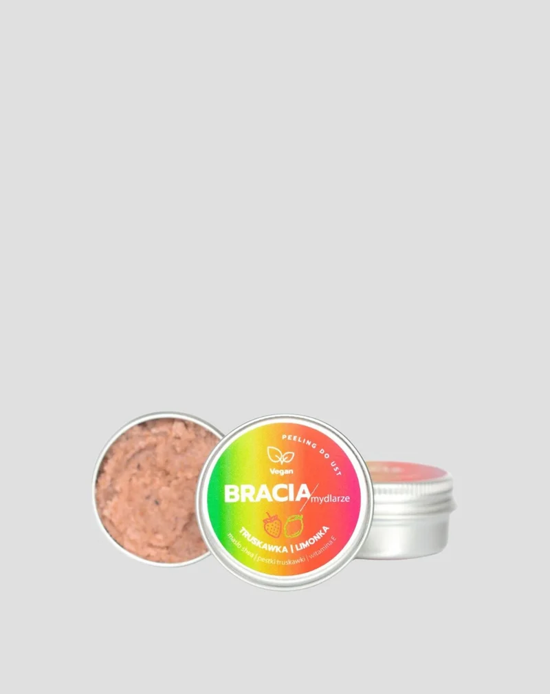 Gommage des lèvres à la fraise et au citron vert avec vitamine E, hydratant et lissant Bracia Mydlarze