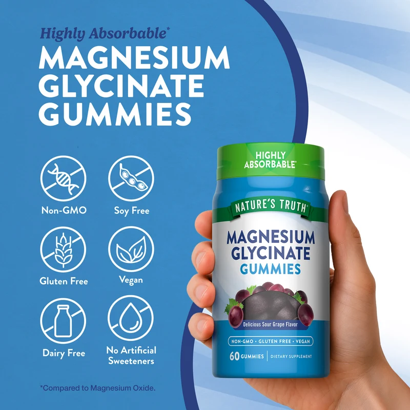 Magnesium Glycinate (Sour Grape), 60 Gummies