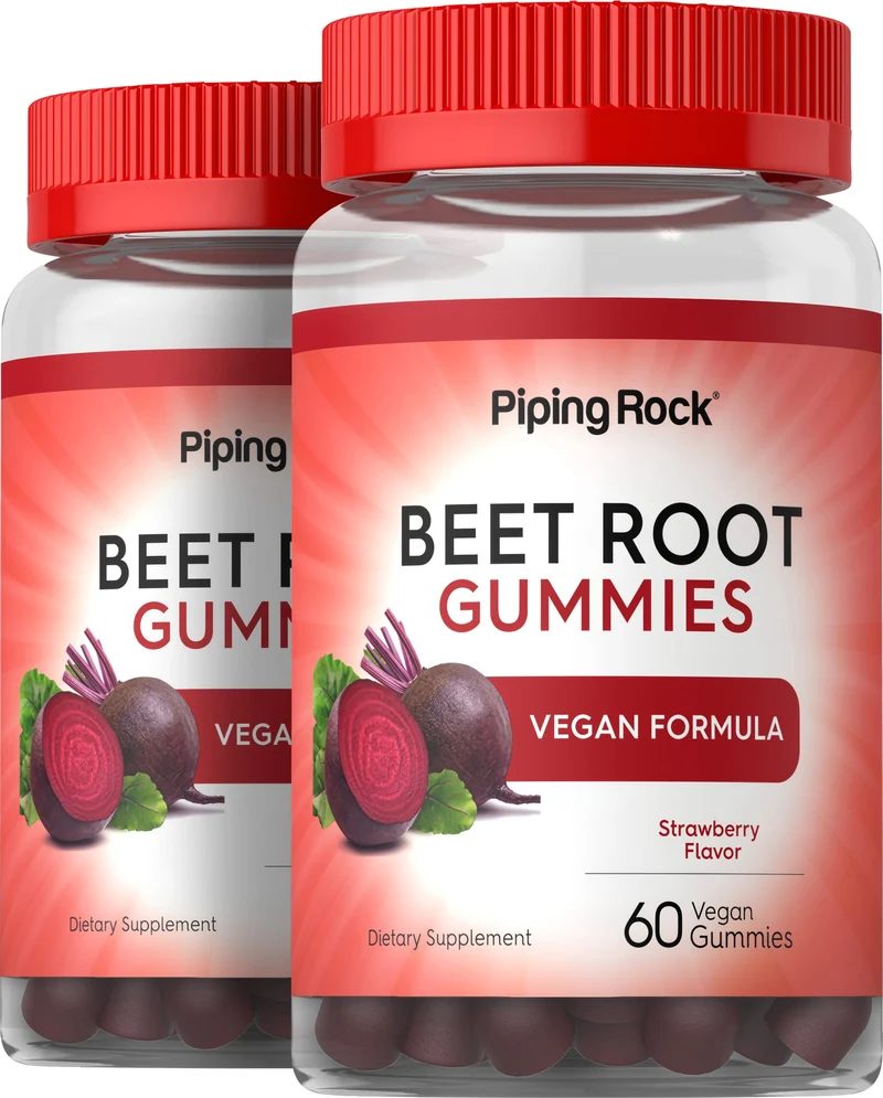 Beet Root (Strawberry), 60 Vegan Gummies, 2 Bottles
