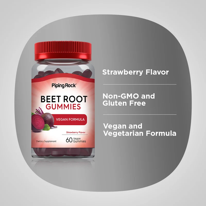 Beet Root (Strawberry), 60 Vegan Gummies, 2 Bottles