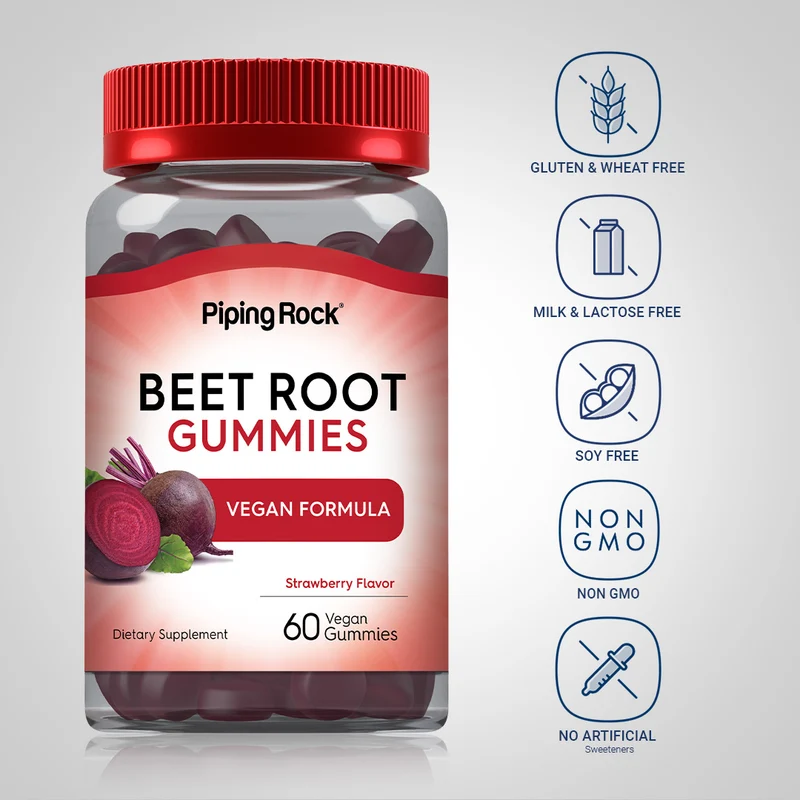 Beet Root (Strawberry), 60 Vegan Gummies, 2 Bottles