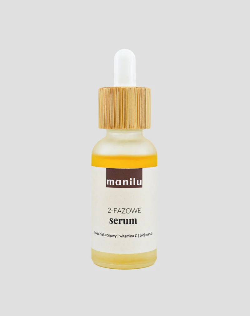 Sérum de nuit biphasé pour peaux sèches à l'acide hyaluronique et à la vitamine C Manilu