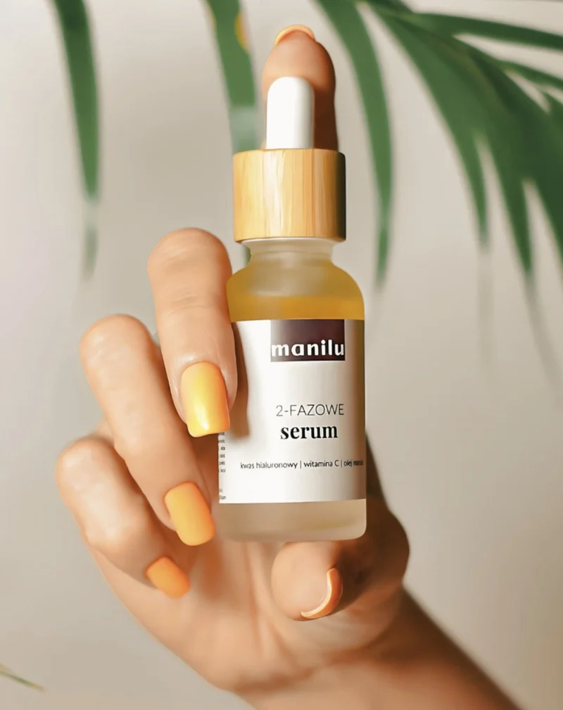 Sérum de nuit biphasé pour peaux sèches à l'acide hyaluronique et à la vitamine C Manilu