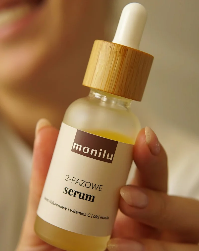 Sérum de nuit biphasé pour peaux sèches à l'acide hyaluronique et à la vitamine C Manilu