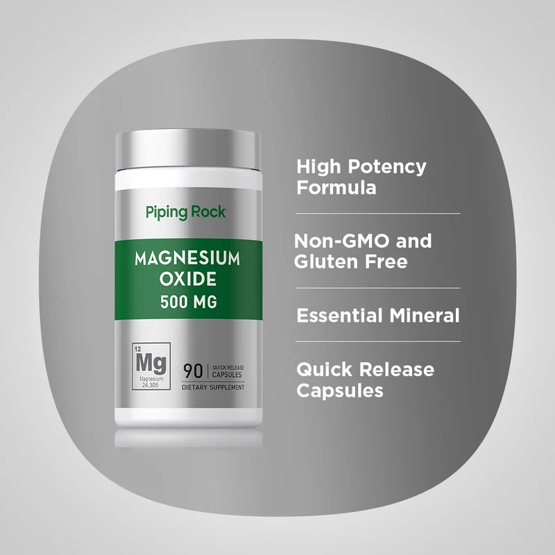 Magnesium Oxide, 500 mg, 90 Quick Release Capsules, 2 Bottles