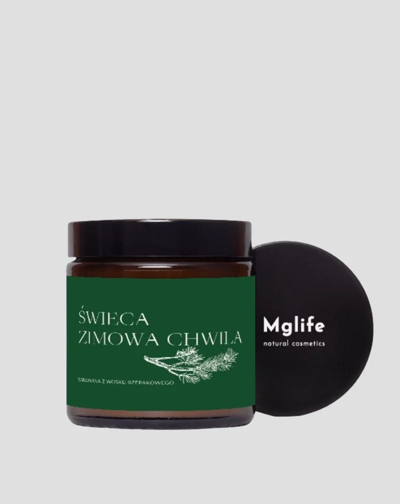 Bougie végétalienne au colza Moment hivernal aux senteurs de pin, de cèdre et d'ambre 120 ml MgLife