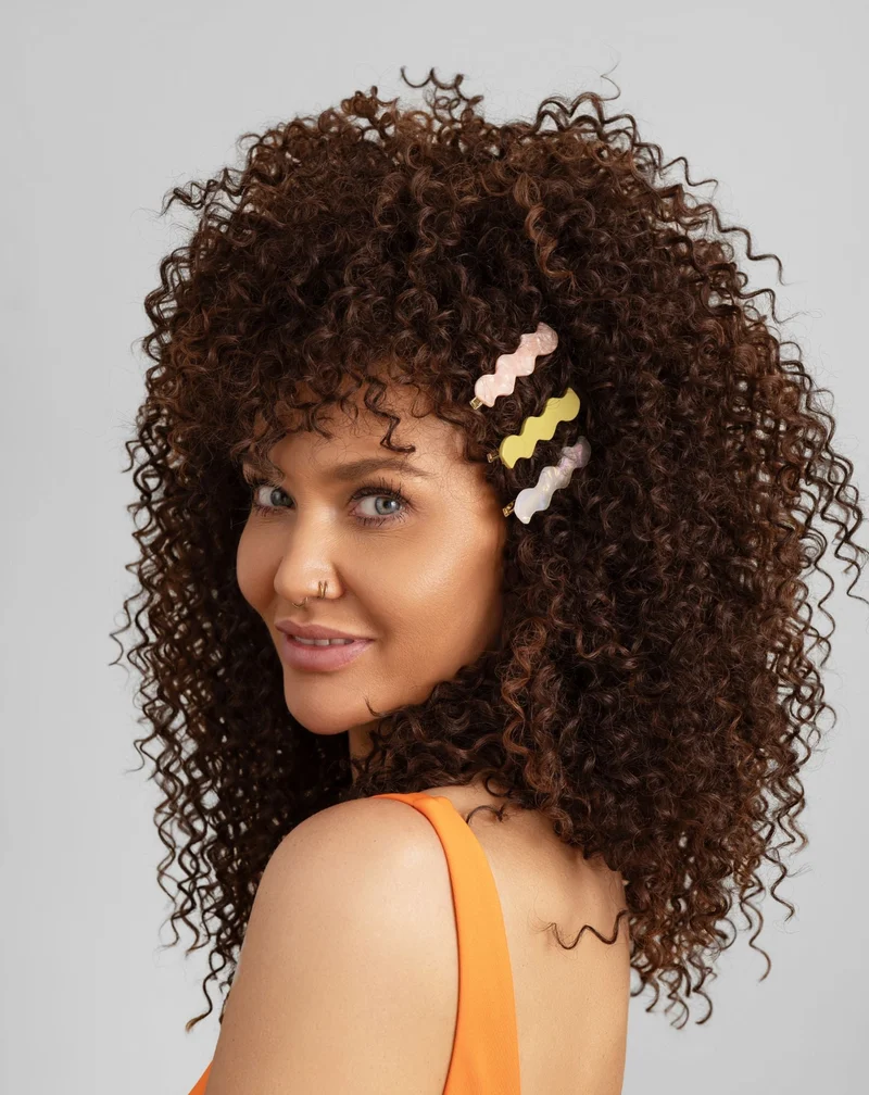 Set de barrettes wavy - perles, vertes, roses de Twisty - 3 pcs.