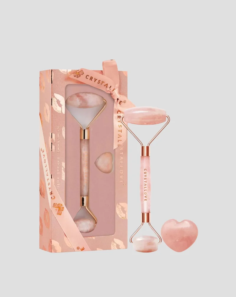 Masseur pour le visage en quartz rose, pierre d'amouri Selflove set Crystallove