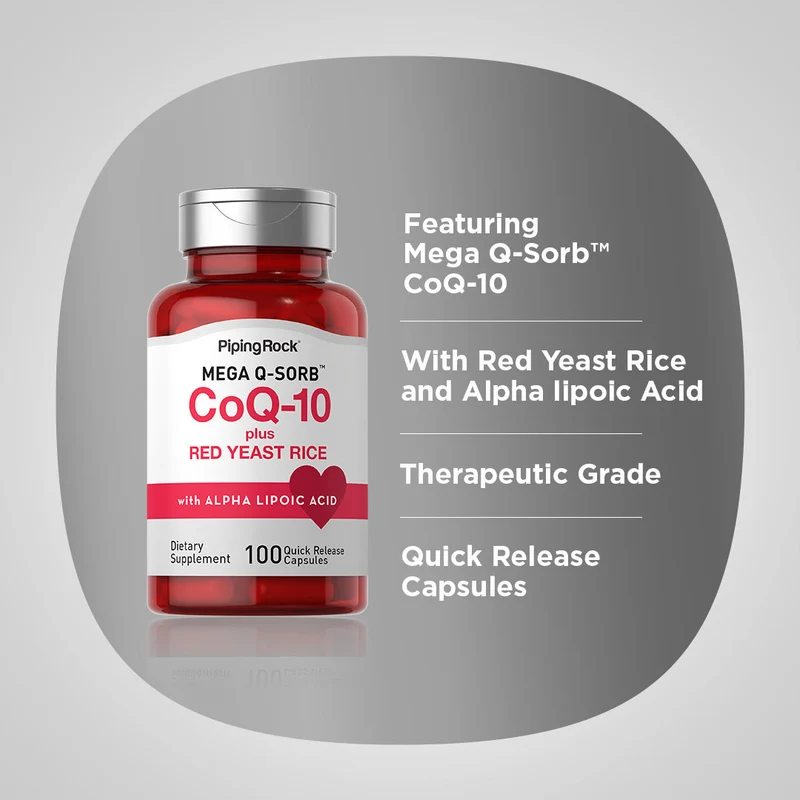 CoQ10 with Red Yeast Rice, 100 Quick Release Capsules, 2 Bottles