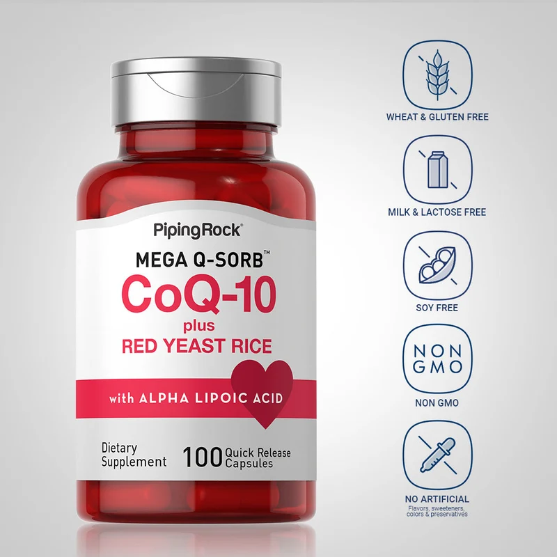 CoQ10 with Red Yeast Rice, 100 Quick Release Capsules, 2 Bottles
