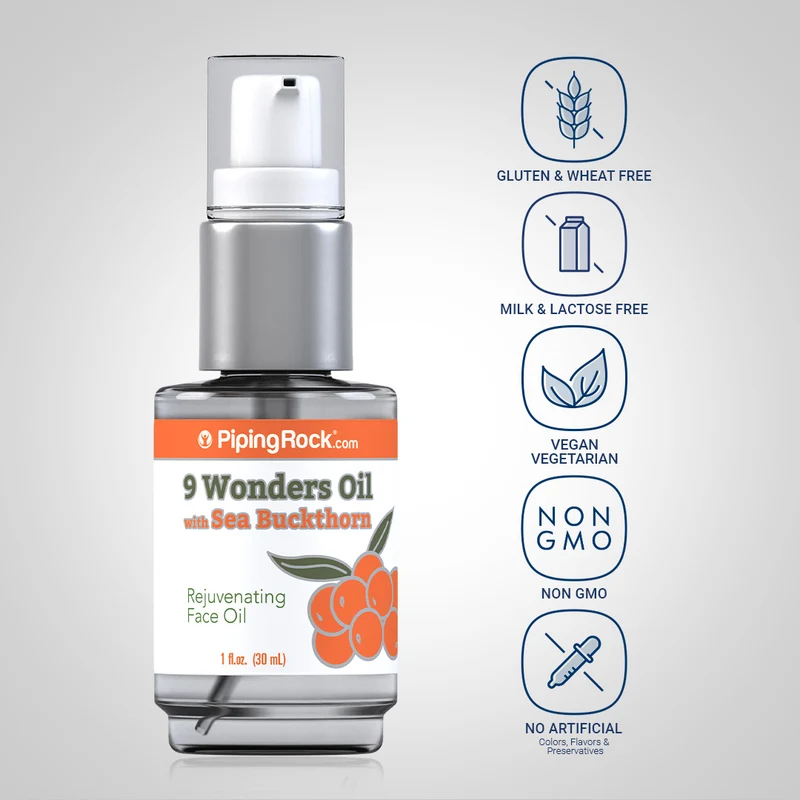 9 Wonders Oil with Sea Buckthorn, 1 fl oz (30 mL) Pump Bottle, 3 Pump Bottles