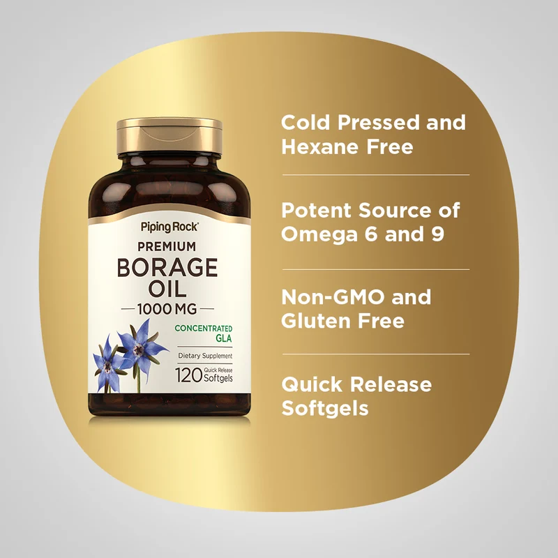 Borage Oil (GLA), 1000 mg, 120 Quick Release Softgels, 2 Bottles