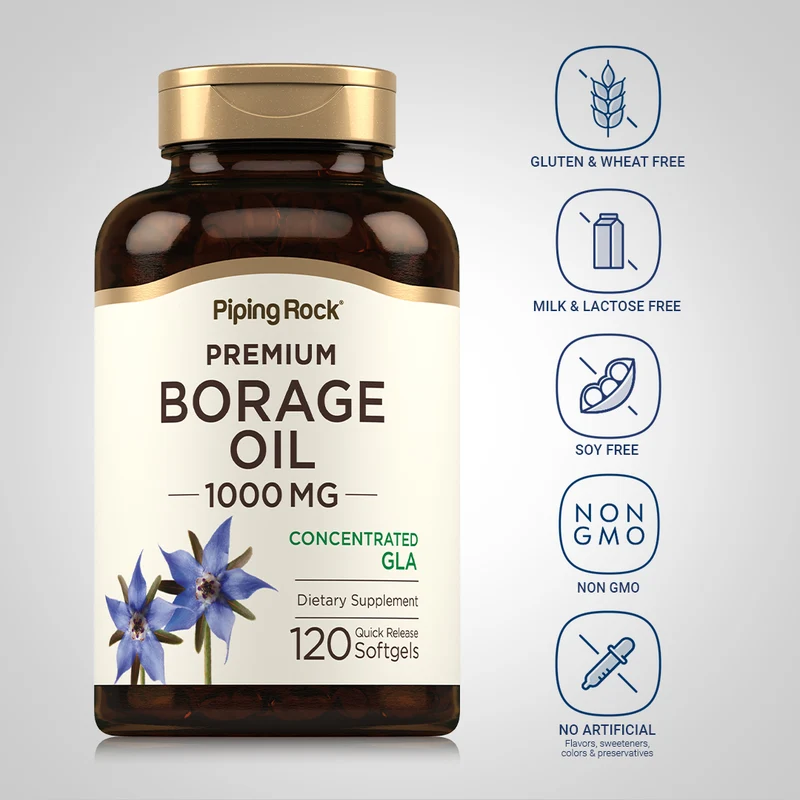 Borage Oil (GLA), 1000 mg, 120 Quick Release Softgels, 2 Bottles