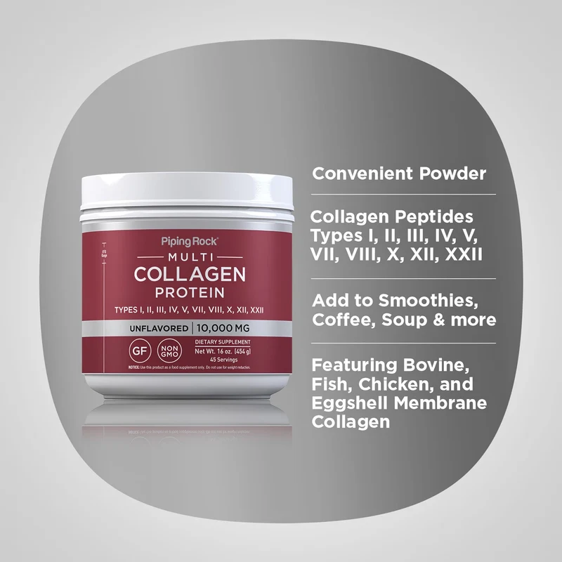 Multi Collagen Protein Powder, 10,000 mg (per serving), 16 oz (454 g) Bottle