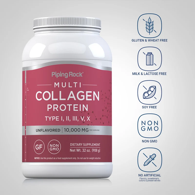 Multi Collagen Protein Powder, 10,000 mg (per serving), 32 oz (908 g) Bottle, 2 Bottles
