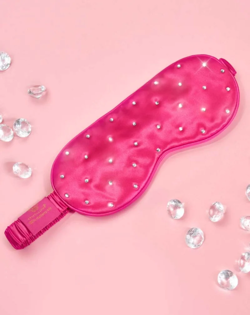 Bandeau de soie pour le sommeil décoré de cristaux – hot pink Crystallove
