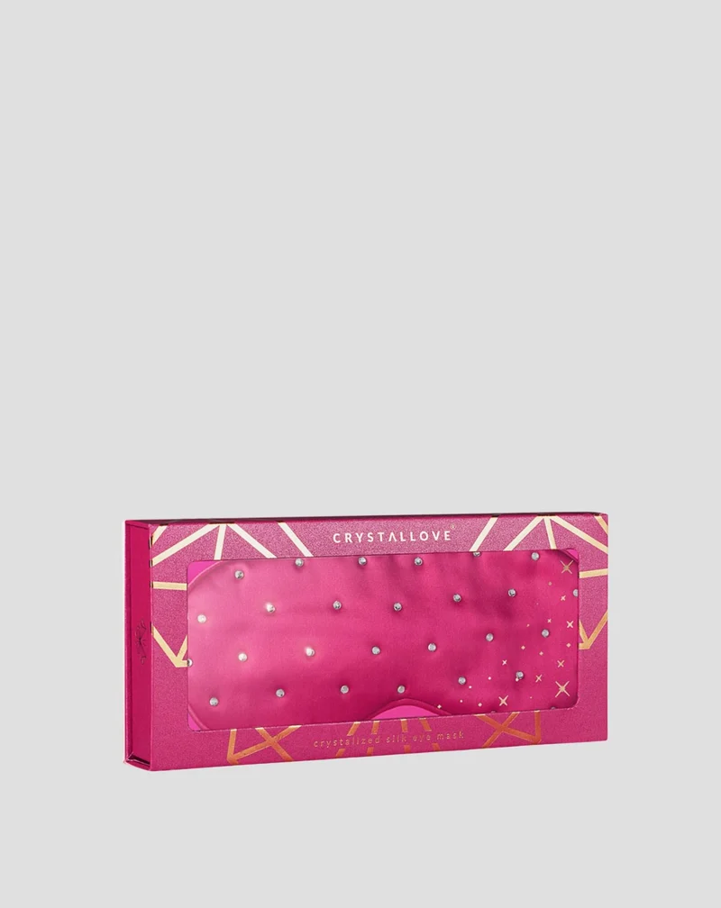 Bandeau de soie pour le sommeil décoré de cristaux – hot pink Crystallove